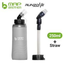 Bình Nước Mềm Gấp Gọn Map Brother Bình Xám – 250ml/500ml – Chốn Rò Rỉ – TPU Kháng Khuẩn – RunZone
