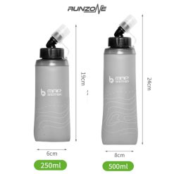 Bình Nước Mềm Gấp Gọn Map Brother Bình Xám – 250ml/500ml – Chốn Rò Rỉ – TPU Kháng Khuẩn – RunZone
