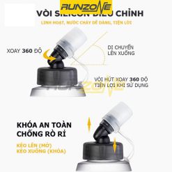 Bình Nước Mềm Gấp Gọn Map Brother Bình Xám – 250ml/500ml – Chốn Rò Rỉ – TPU Kháng Khuẩn – RunZone