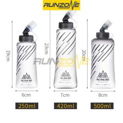Bình Nước Mềm Gấp Gọn Map Brother Bình Xám – 250ml/500ml – Chốn Rò Rỉ – TPU Kháng Khuẩn – RunZone