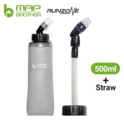 Bình Nước Mềm Gấp Gọn Map Brother Bình Xám – 250ml/500ml – Chốn Rò Rỉ – TPU Kháng Khuẩn – RunZone