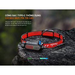Đèn Đội Đầu, Đèn Pin Fenix, Đèn Chạy Trail Leo Núi-HP12R-T-1300 lumens, tầm chiếu xa 200m, Pin Phía Sau- Chuyên Chạy Ult