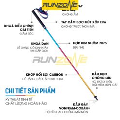 Gậy Leo Núi Trekking, Gậy Chạy Trail Aonijie E4201- Gậy Trail Siêu Nhẹ Gấp Gọn 3 Khúc - RunZone