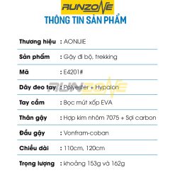 Gậy Leo Núi Trekking, Gậy Chạy Trail Aonijie E4201- Gậy Trail Siêu Nhẹ Gấp Gọn 3 Khúc - RunZone
