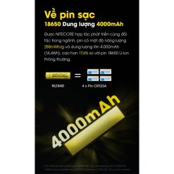 Pin sạc NITECORE NL1840 18650 dung lượng 4000mah- Dùng Đèn HC60. HC45, HC75-RunZone