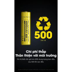 Pin sạc NITECORE NL1840 18650 dung lượng 4000mah- Dùng Đèn HC60. HC45, HC75-RunZone