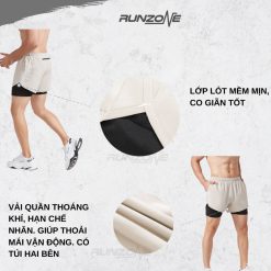 Quần Chạy Bộ Nam Nữ Có Túi Đựng Điện Thoại_Thoáng Khí Dễ Vận Động_RunZone