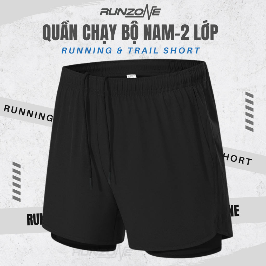 Quần chạy bộ nam RunZone có 4 túi lót trong đựng điện thoại thoáng khí nhẹ nhanh khô tiện dụng