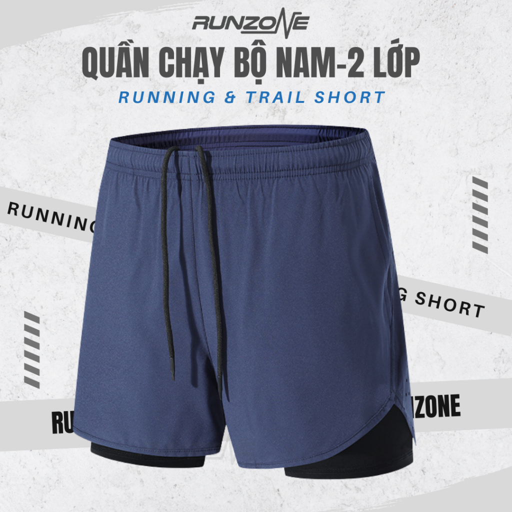 Quần chạy bộ nam RunZone có 4 túi lót trong đựng điện thoại thoáng khí nhẹ nhanh khô tiện dụng