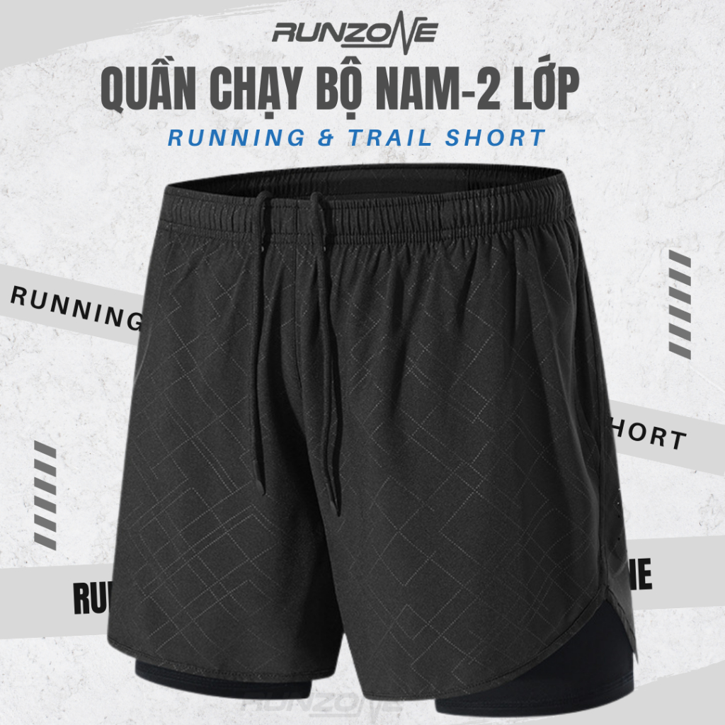 Quần chạy bộ nam RunZone có 4 túi lót trong đựng điện thoại thoáng khí nhẹ nhanh khô tiện dụng