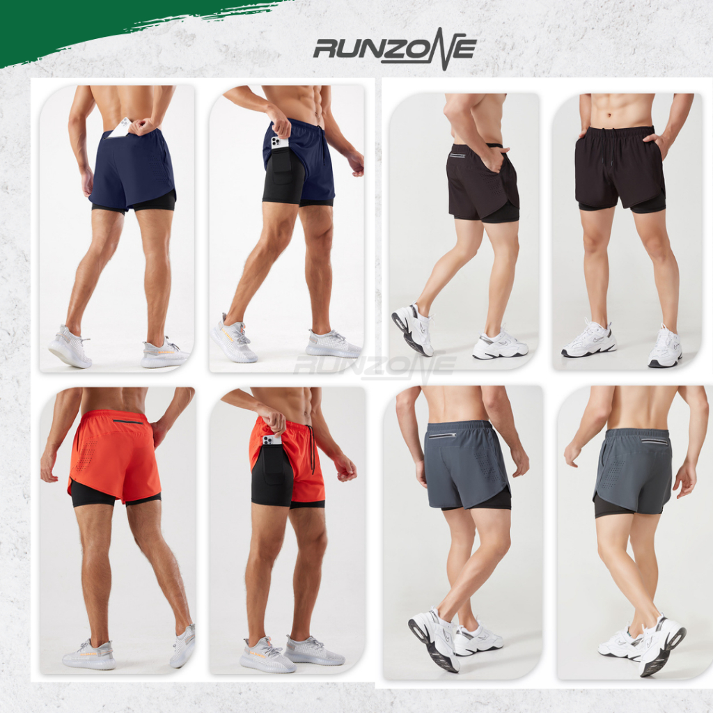 Quần chạy bộ nam RunZone có 4 túi lót trong đựng điện thoại thoáng khí nhẹ nhanh khô tiện dụng