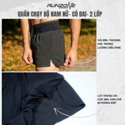 Quần Chạy Bộ Thể Thao Runzone Nam Nữ Short Belt - Có Belt Đựng điện Thoại Seamless Chạy Bộ Gym Pickleball Đa Năng