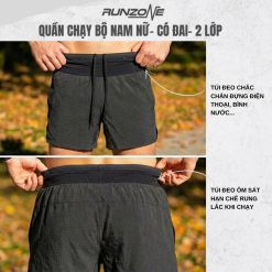 Quần Short Thể Thao Runzone Nam Short Belt - Có Belt Đựng điện Thoại Seamless Chạy Bộ Gym Pickleball Đa Năng