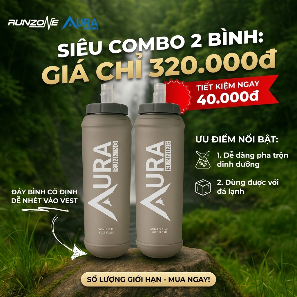 Khuyến mãi bình nước mềm Aura 500ml - RunZone.vn