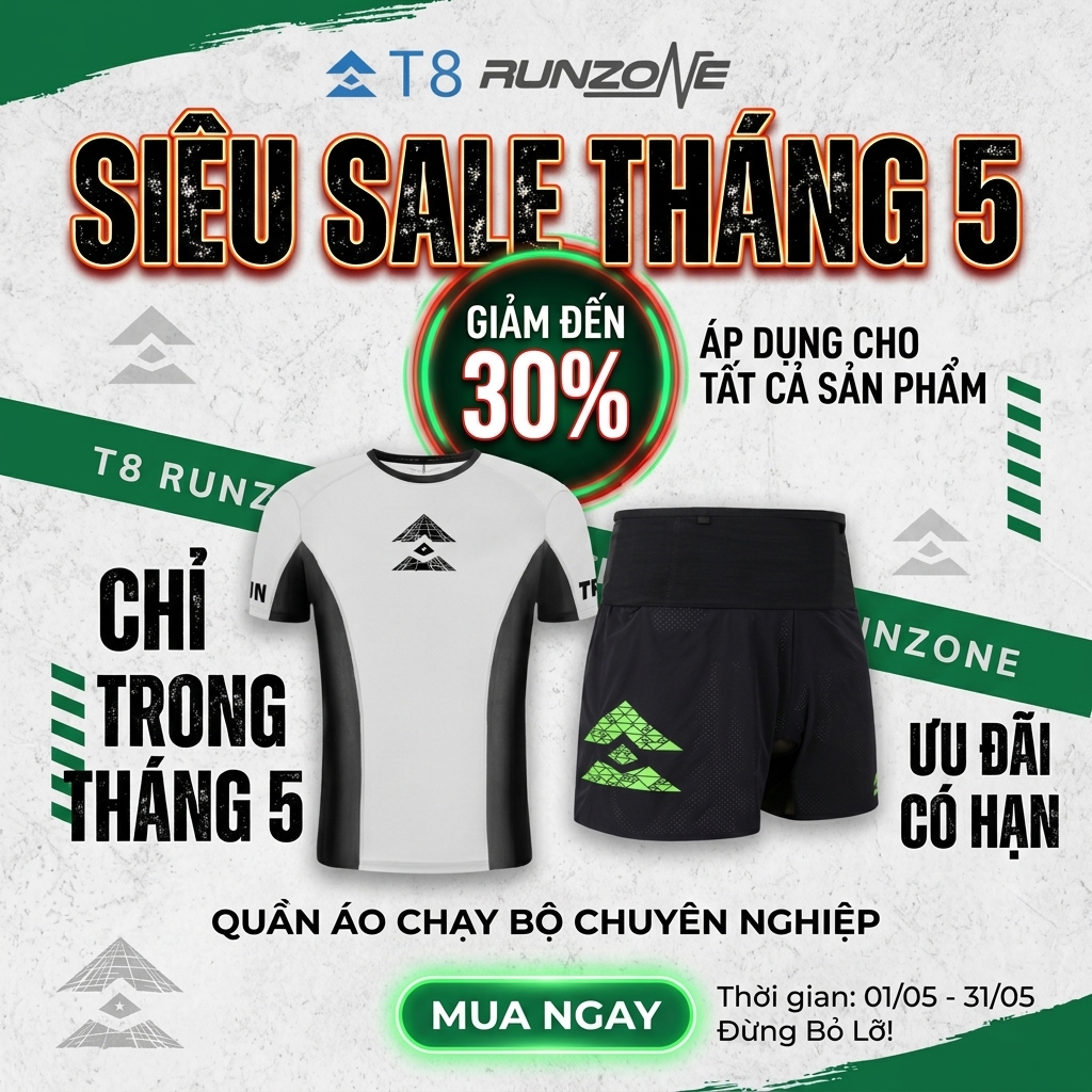 Khuyến mãi quần áo chạy bộ T8 - RunZone.vn